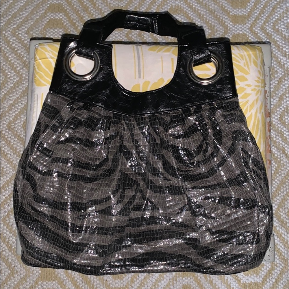 Black hobo  with faux snakeskin